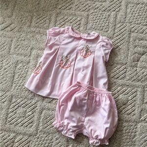 THE PROPER PEONY - Pink Pumpkin Embroidered Infant Outfit
